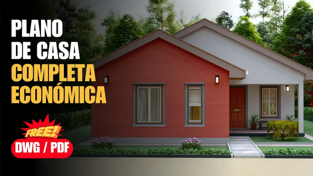 Plano de casa económica con 2 dormitorios y 2 baños: diseño funcional y compacto