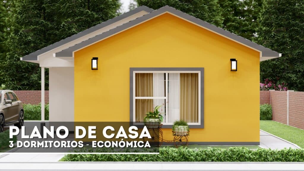 Plano de casa económica y bonita de 3 dormitorios en 1 piso para descargar gratis