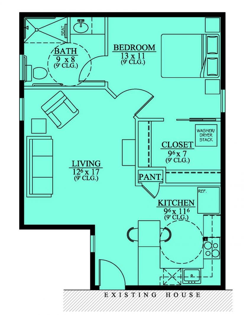 Plano De Casa De 1 Dormitorio 1 Piso 65 M2 