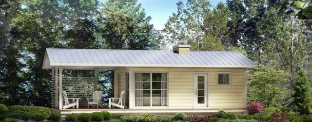 Plano de cabaña pequeño de 35m2 y sólo 1 dormitorio