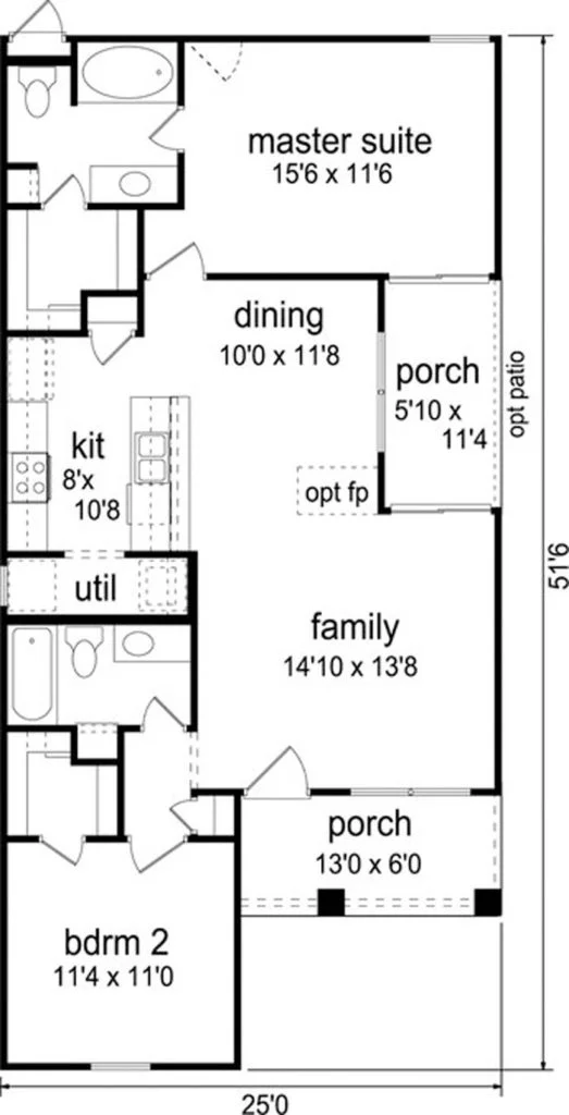 Plano de casa de 1 piso con estilo y arquitectura clásica