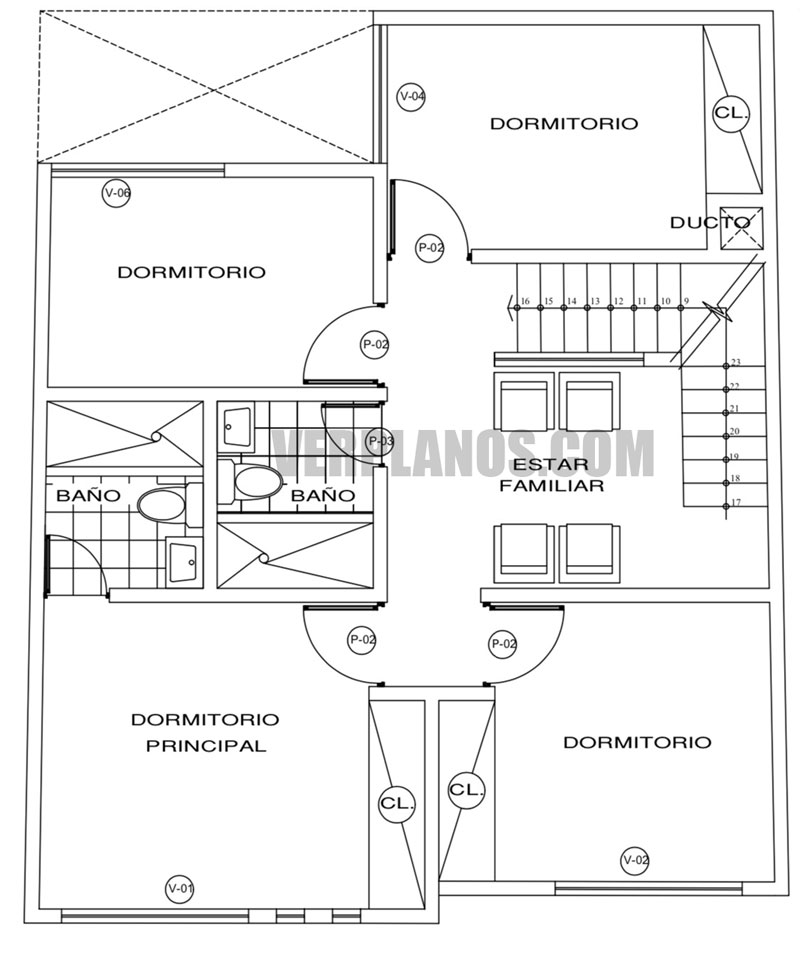 ▷ Descargar Plano de casa 2 pisos de 8 x 10 ? con medidas AutoCAD