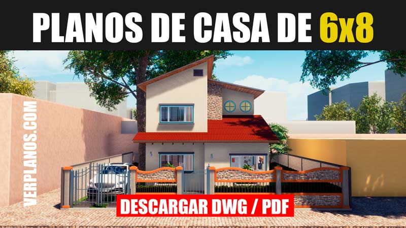plano de casa de 2 pisos con 4 dormitorios y 2 años gratis con medidas en dwg para autocad y pdf