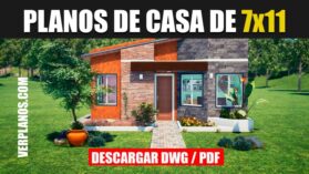 plano de casa con fachada moderna de 3 dormitorios descargar gratis