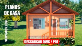 plano de casa de 1 piso con 2 dormitorios social economica