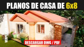 plano de casa de 1 piso con 3 dormitorios economica en autocad y pdf