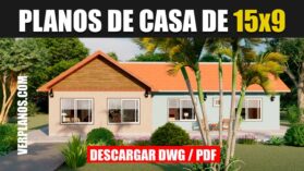 planos de casa de campo una planta tres dormitorios en autocad y pdf gratis