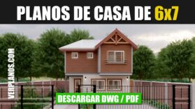 Plano de casa de 2 pisos con 3 dormitorios y 2 baños y medio en DWG para Autocad y PDF ¡Gratis!
