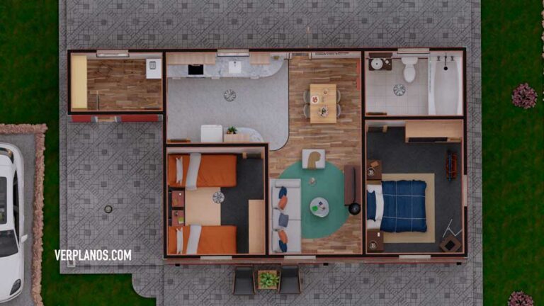 Descargar Plano de Vivienda de Campo #2 Dormitorios DWG - PDF