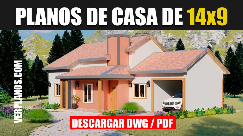 Plano de Casa Económica Pequeña y GRATIS en Autocad y PDF con 3 Dormitorios