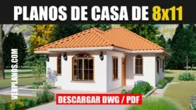 Planos de Casa Económica y Pequeña de 3 Dormitorios y 2 Baños ¡GRATIS! en Autocad y PDF