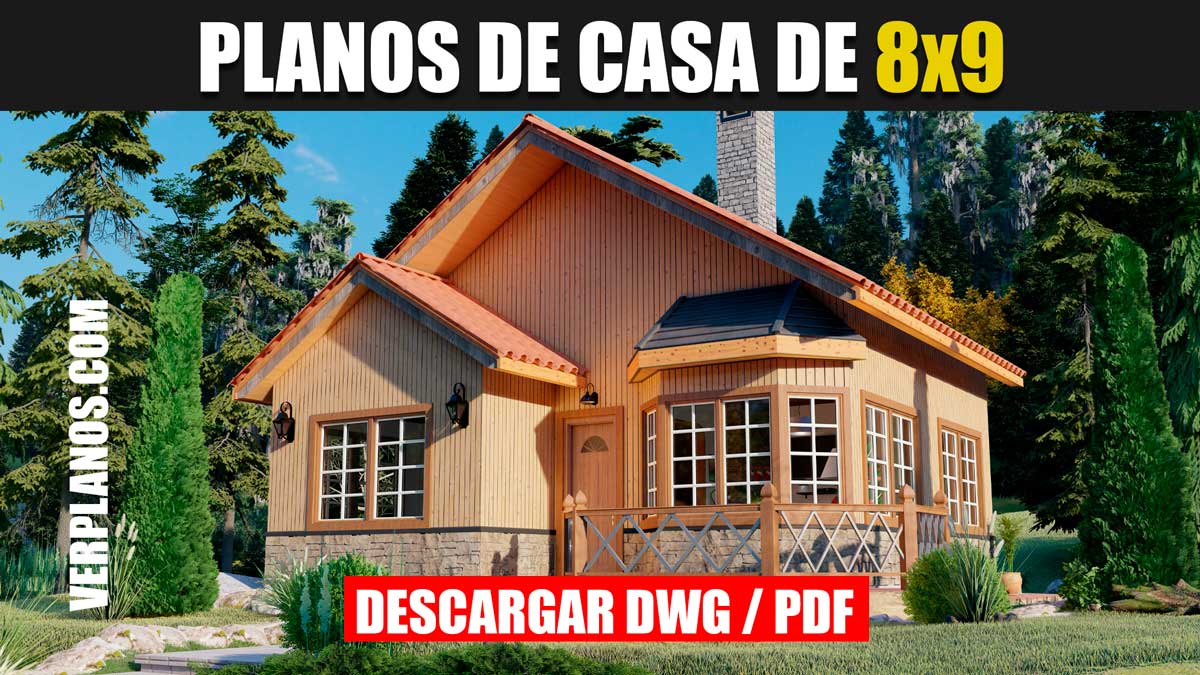 Planos de Casa prefabricada de 1 piso con 2 dormitorios y 2 Baños ¡GRATIS! en Autocad y PDF