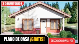 Planos de Casa de campo de 1 piso con 3 dormitorios y 2 baños gratis en autocad y pdf