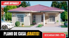 Planos de hermosa casa de 3 dormitorios con 2 baños gratis en autocad y pdf para descargar
