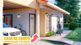 Planos de casa de campo con 3 dormitorios y 2 baños gratis en autocad y pdf para descargar