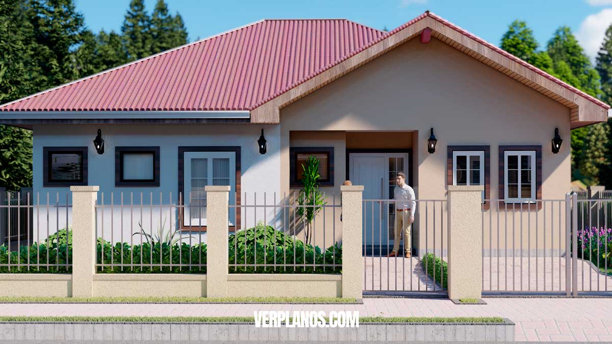 Fachada principal exterior plano de casa pequena gratis en dwg o pdf